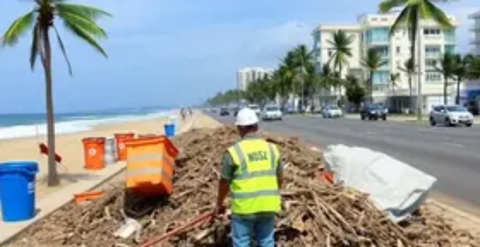 prefeitura remove entulhos na Praia da Graciosa